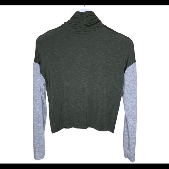 ANTISTAR Colourblock Mockneck/Turtleneck Top With Long Sleeves Olive Green Small - Picture 3 of 5